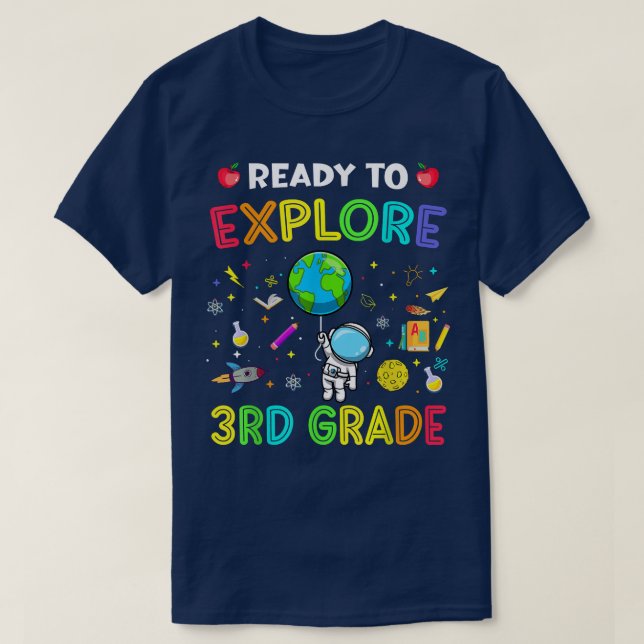 T-shirt Explorez 3e année Retour à l'école Astronaut Espac (Design devant)