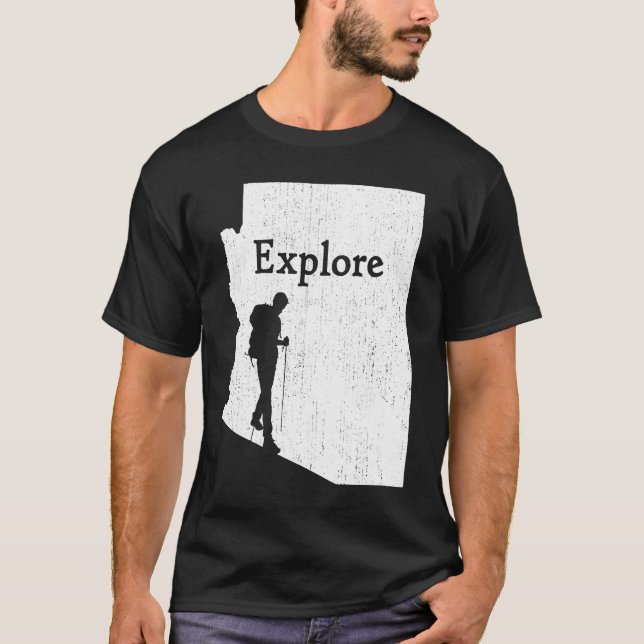 T-shirt Explorez Arizona State Map Mountain Randonnée Enth (Devant)