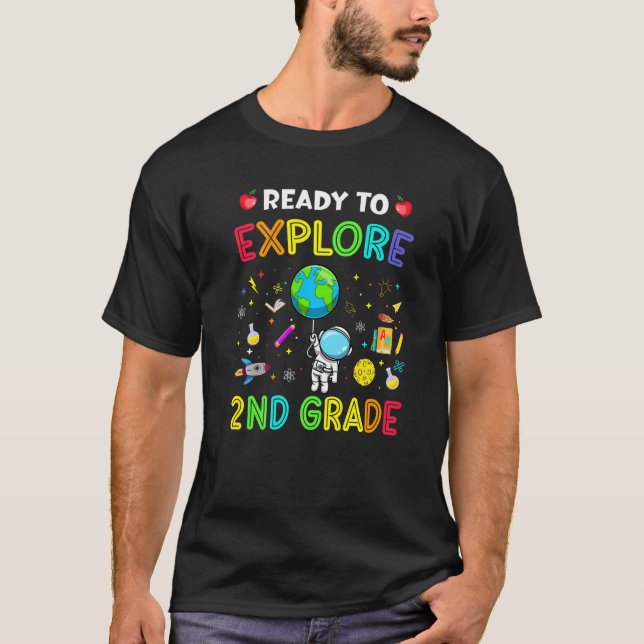 T-shirt Explorez La 2e Année Retour À L'École Astronaut Es (Devant)
