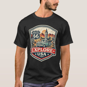 T-shirt Explorez la Route 66 USA Badge de Road Trip Vintag