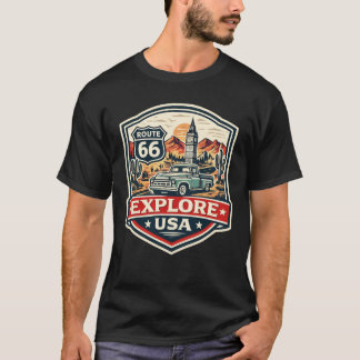 T-shirt Explorez la Route 66 USA Badge de Road Trip Vintag