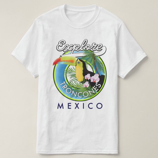 T-shirt Explorez le logo rétro de Troncones Mexique (Design devant)