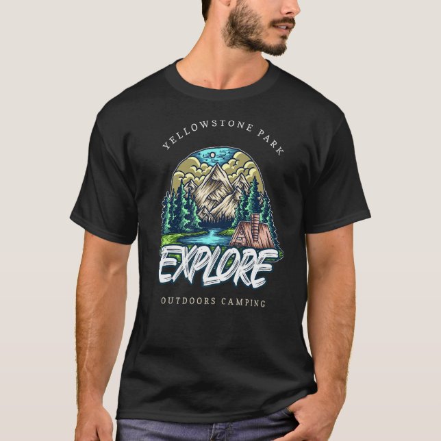 T-shirt Explorez le parc national Yellowstone Campi géogra (Devant)