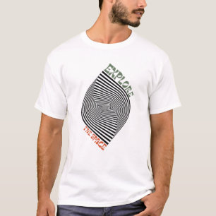 T-shirt Explorez L'Empreinte D'Illusion Optique Spatiale
