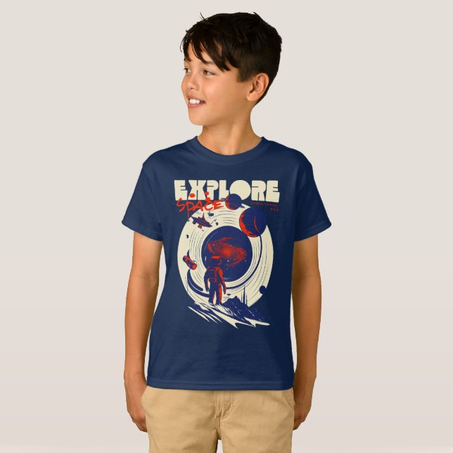 T-shirt Explorez l'espace - Astronaute cosmique (Devant entier)