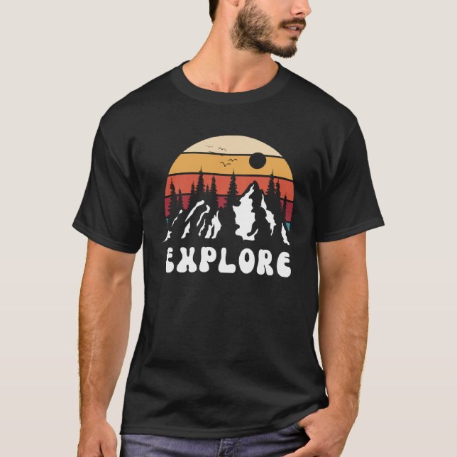 T-shirt Explorez Mountain Nature Randonnée Camping Travel  (Devant)