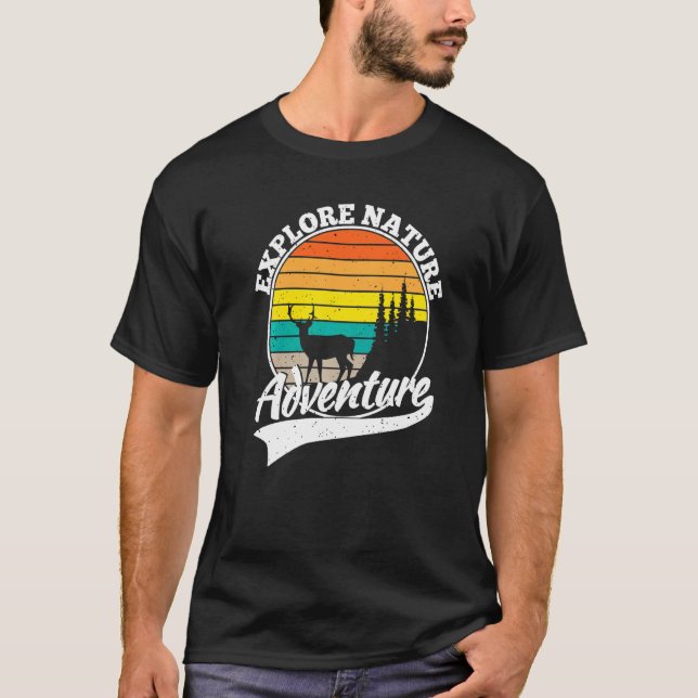 T-shirt Explorez Nature Aventure Retro Forest Randonnée (Devant)