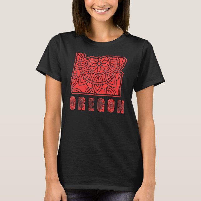 T-shirt Explorez Oregon Mandala Nature Mountains Adventure (Devant)