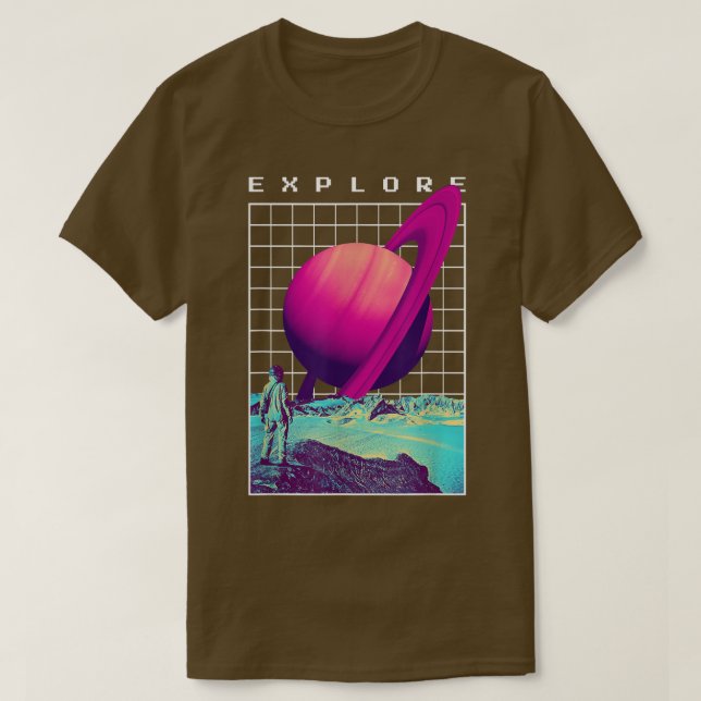 T-shirt Explorez Saturn Retro Astronaut - Astral Cosmic De (Design devant)