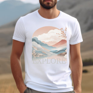 T-shirt Explorez Voyage Aventure Paysage Graphique