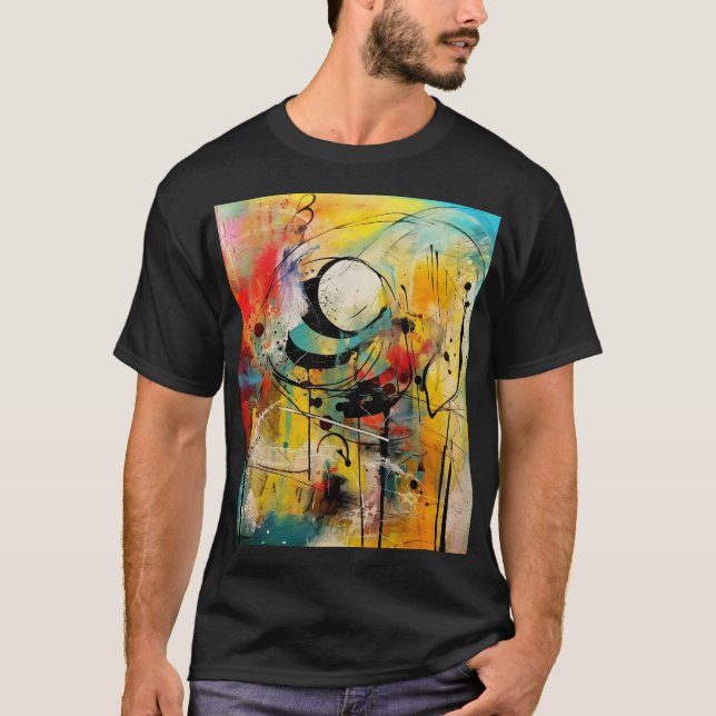 T-shirt Explosion Abstraite de couleurs vives et dynamique (Devant)