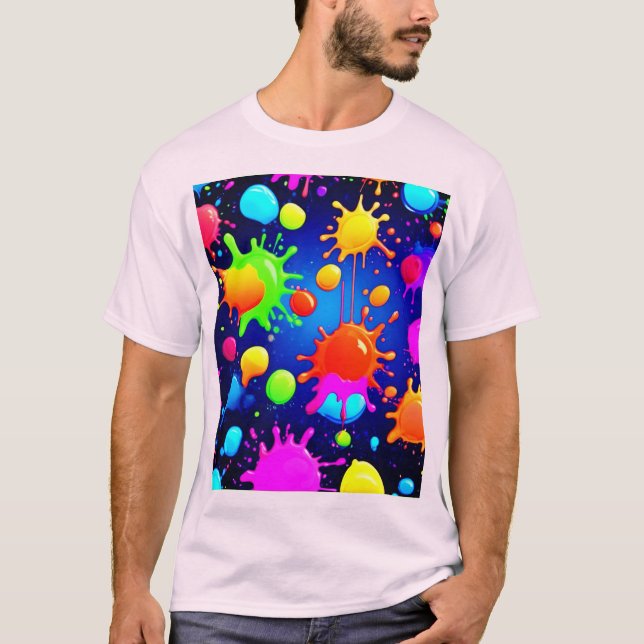 T-shirt Explosion Abstraite de peinture (Devant)