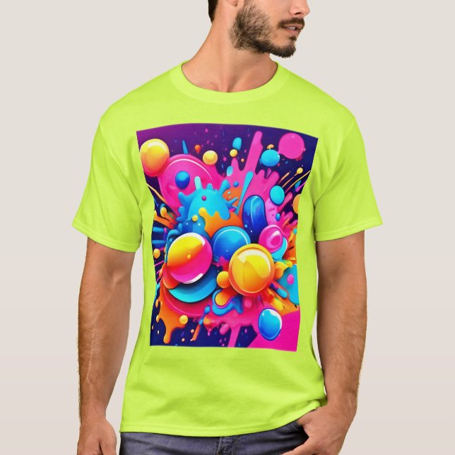 T-shirt Explosion colorée de bulle (Devant)