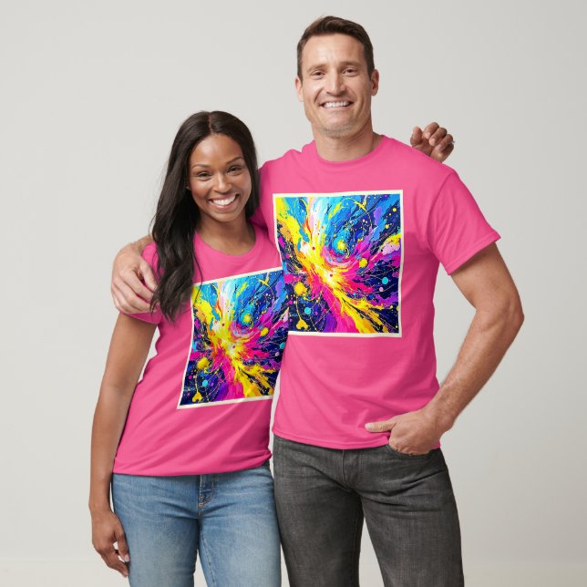 T-shirt Explosion Cosmique : Art vibrant à éclaboussures (Unisexe)