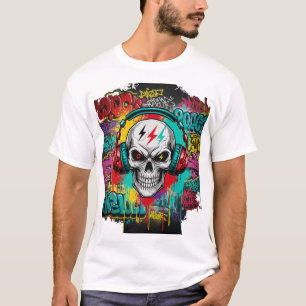 T-shirt Explosion de graffiti au crâne rebelle Vêtements