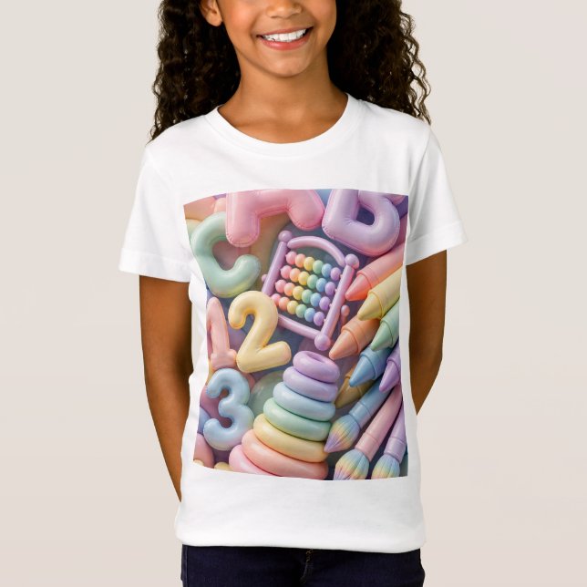 T-Shirt Explosion de l'apprentissage pastel ABC - 3D gonfl (Devant)