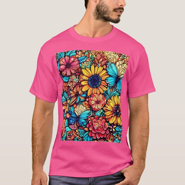 T-shirt Explosion florale vibrante par Doodle (Devant)
