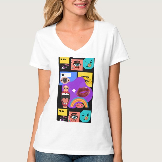 T-shirt Explosion Pop Art Audacieuse de Style Comic Rétro (Devant)