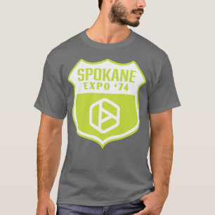 T-shirt Expo 74 Worlds Spokane Fair Retro Shield blanc sur