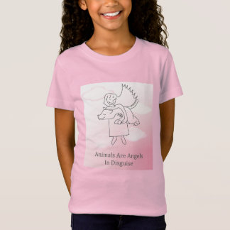 T-Shirt Express Fuzzy® Angel Dog Kid Rose