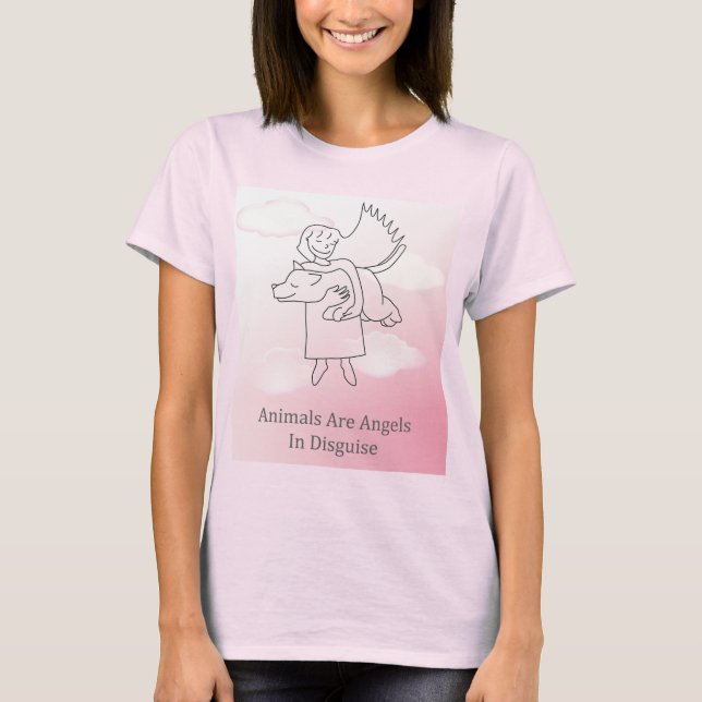 T-shirt Express Fuzzy® Angel Dog rose (Devant)