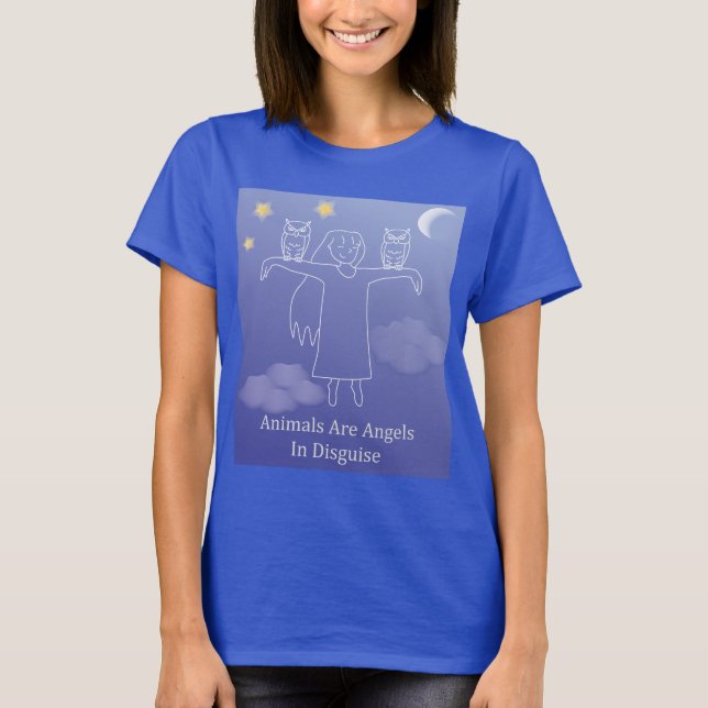 T-shirt Express Fuzzy® Chouette Angel Bleu (Devant)