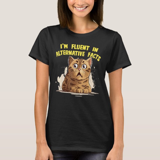 T-shirt Expression de chat heureux avec des idées de menso (Devant)