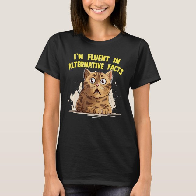 T-shirt Expression de chat heureux avec des idées de menso (Devant)