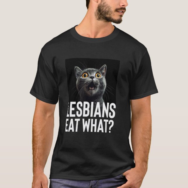 T-shirt Expression drôle de chat mème lesbien (Devant)