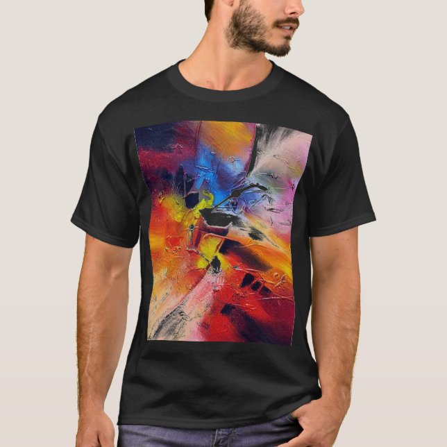 T-shirt Expressionnisme Abstrait Peinture Mens Noir modern (Devant)