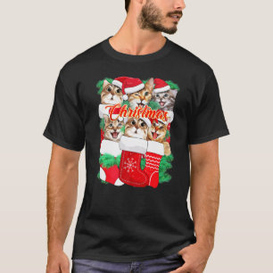 T-shirt Expressions de Visage de Chat Mignon Chat de Noël
