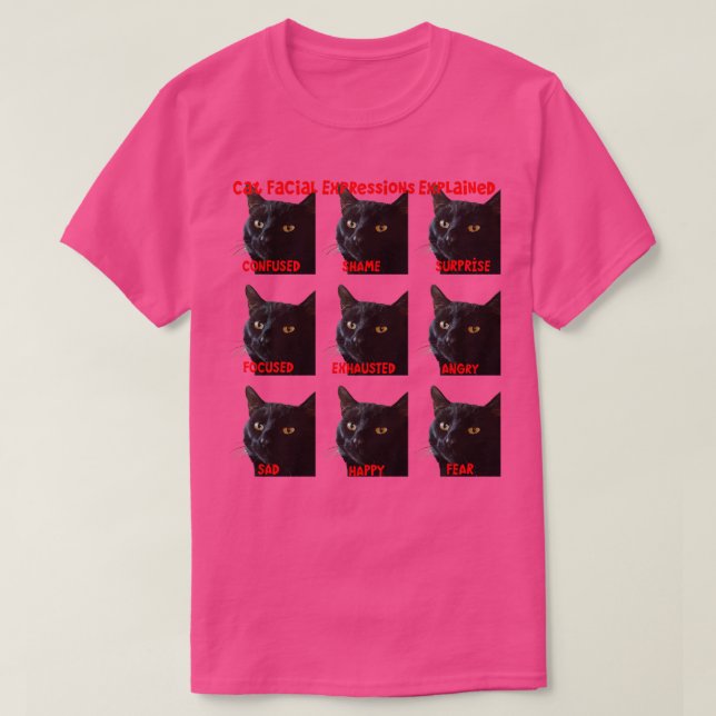 T-shirt Expressions faciales Cat Expliqué Graphique Découp (Design devant)