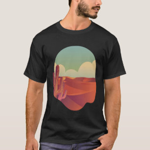 T-shirt Extérieur Moderne Scène Désert Sable Nuages Cactus