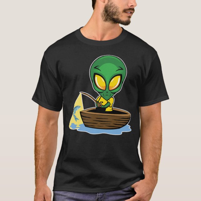 T-shirt Exterrestrial UFO Lake Fishermen Sail Fish Fishing (Devant)