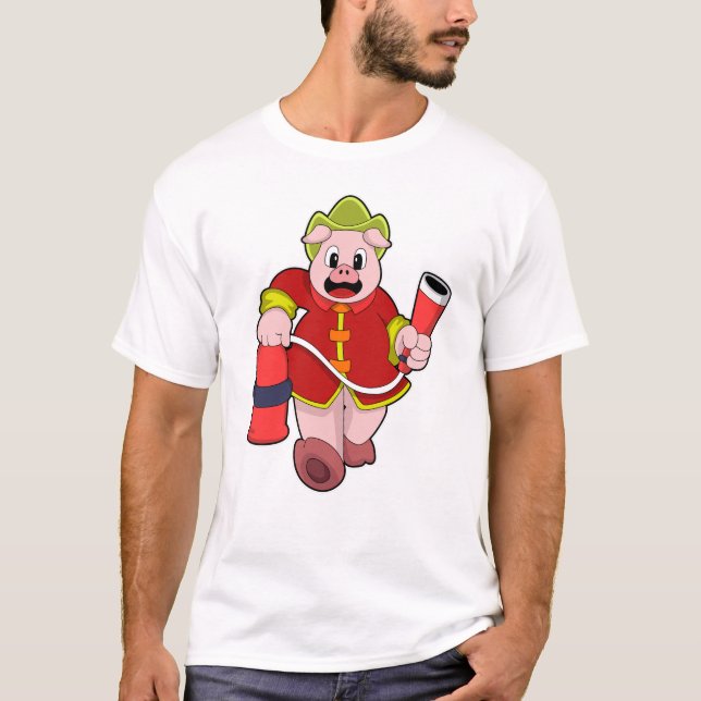 T-shirt Extincteur de pompier de porc (Devant)