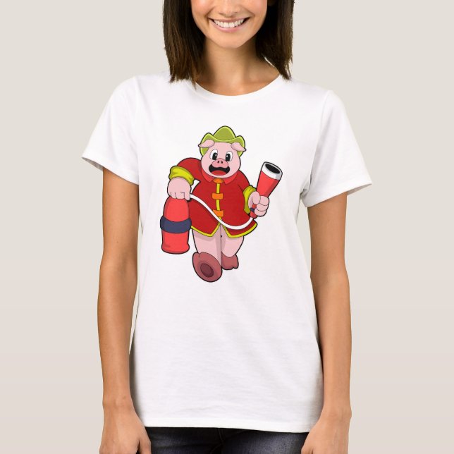 T-shirt Extincteur de pompier de porc (Devant)