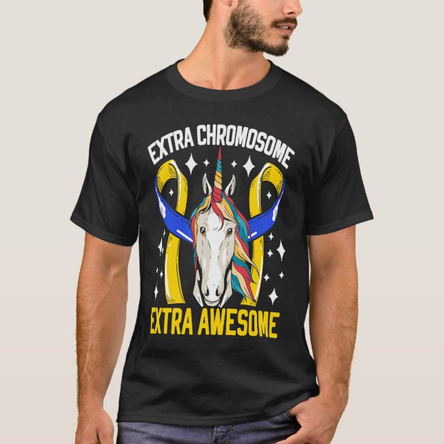 T-shirt Extra Chromosome Extra Awesome Down Syndrome Unico (Devant)