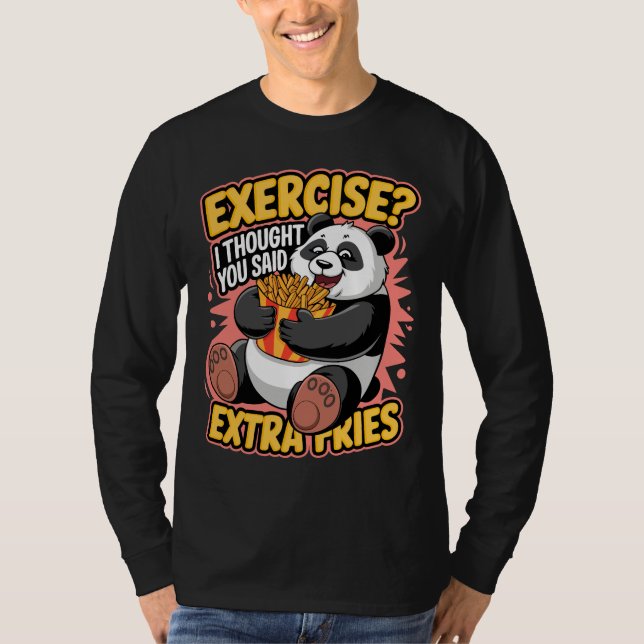 T-shirt Extra Fries Panda Joke (Devant)