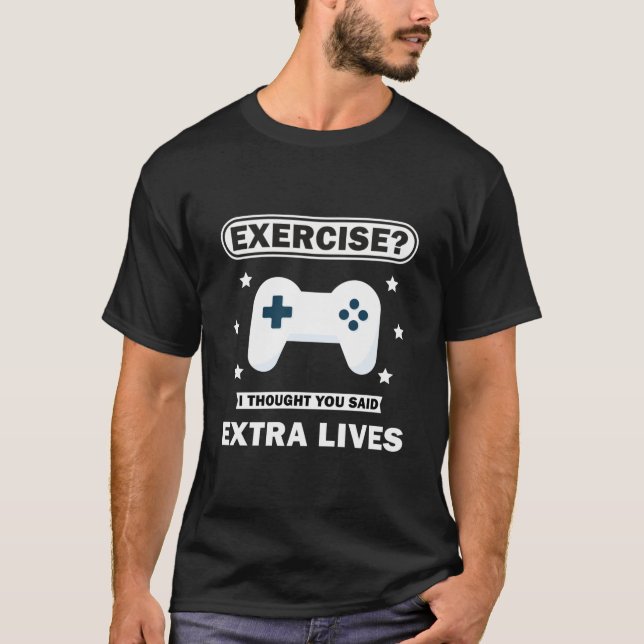 T-shirt Extra Lives Funky Video Game Controller Gamer (Devant)