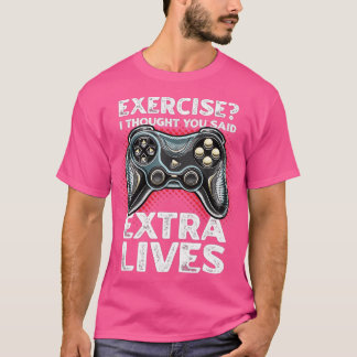 T-shirt Extra Lives Funny Video Game Controller Retro Boys