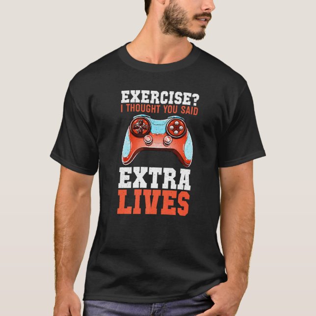 T-shirt Extra Lives Video Game Controller Retro Gamer Boys (Devant)