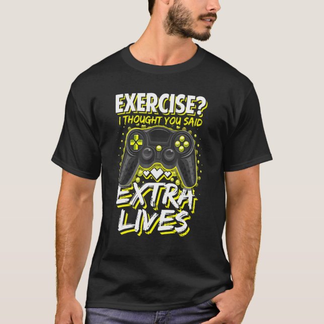 T-shirt Extra Lives Video Game Controller Retro Gamer Boys (Devant)