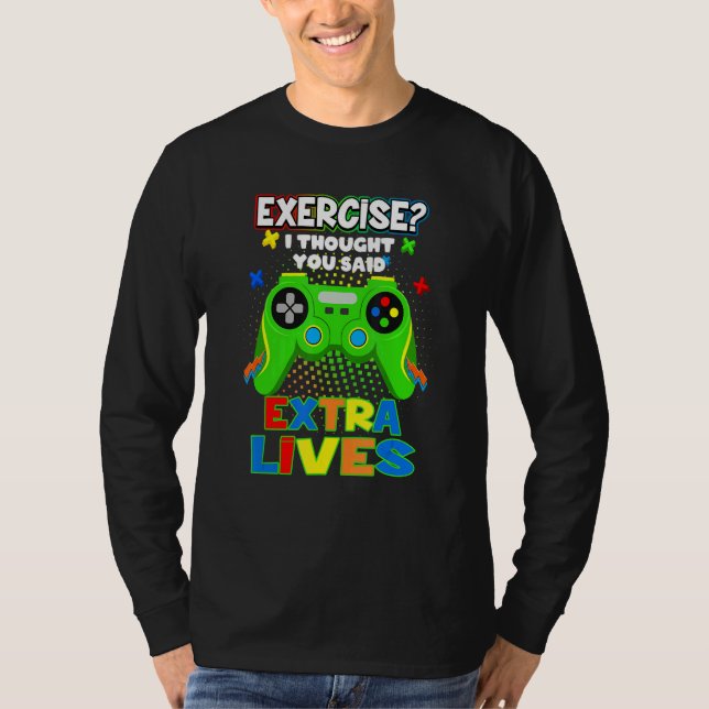 T-shirt Extra Lives Video Game Controller Retro Gamer Boys (Devant)