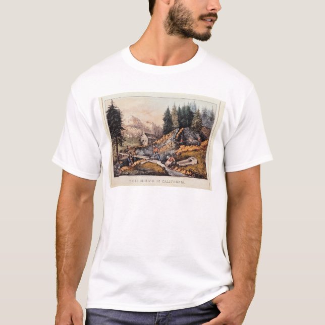 T-shirt Extraction de l'or en Californie (Devant)