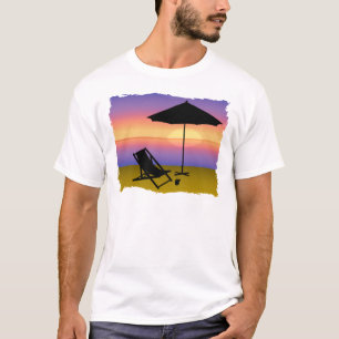T-shirt Extrémité de jours à la plage avec le parapluie