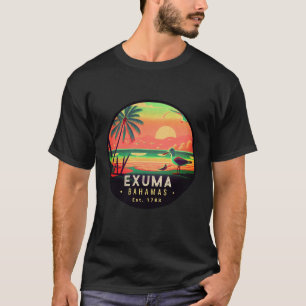 T-shirt Exuma Bahamas Retro Sunset Seagull Souvenir 1950