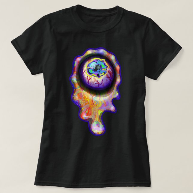 T-shirt Eyeball Pleurant arc-en-ciel Larmes Graffiti Peint (Design devant)