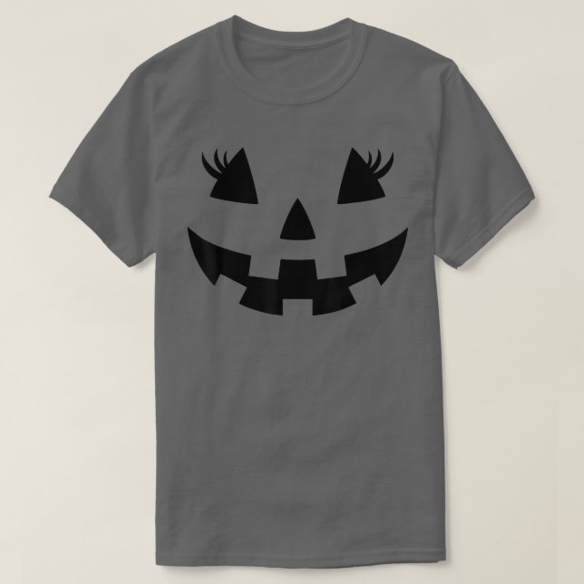 T-shirt Eyelashes Jack-o'-lantern Face Citrouille Hallowen (Design devant)