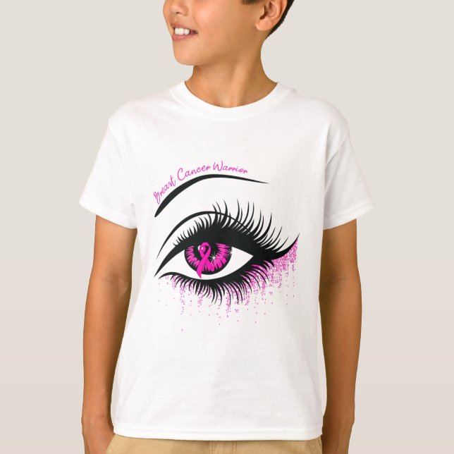 T-shirt Eyes Pink Ribbon Warrier Cancer du sein Sensibilis (Devant)