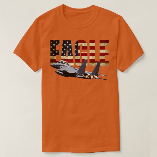 T-SHIRT F15 EAGLE FIGHER PLANE JE SHIR US FLAG (Design devant)